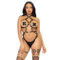 LEG AVENUE - KINK TEDDY ARNÉS CON ARO DE CORAZÓN TALLA M - NEGRO