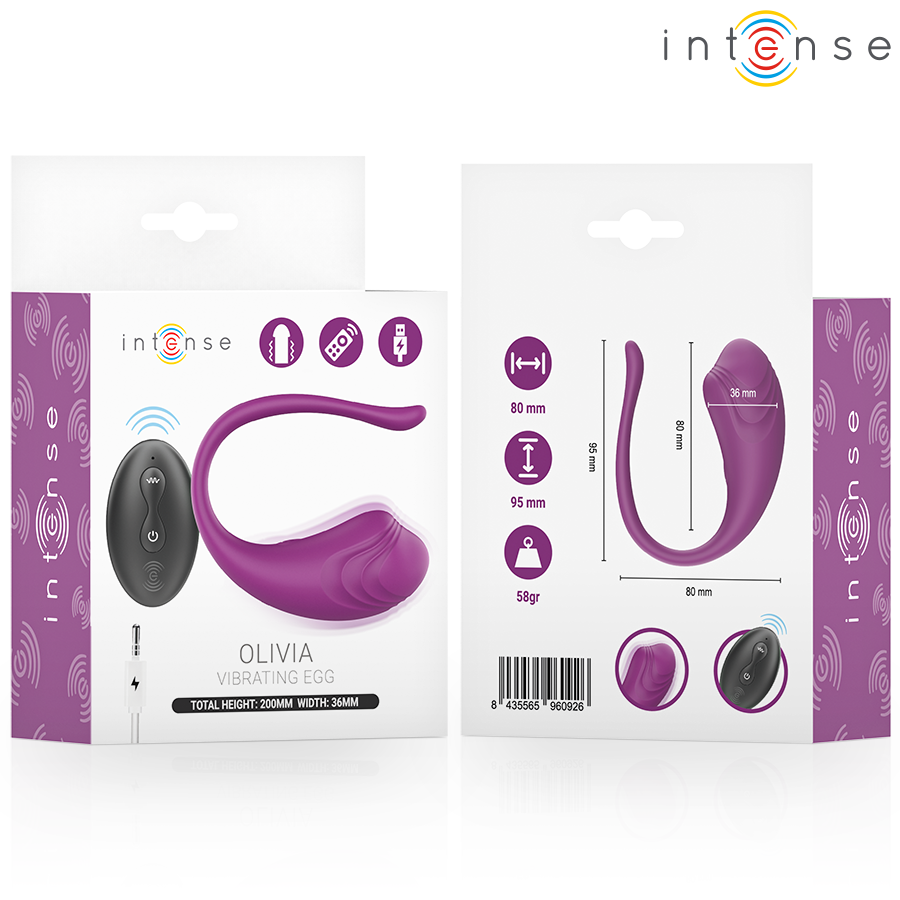 INTENSE - OLIVIA HUEVO VIBRADOR MORADO CONTROL REMOTO