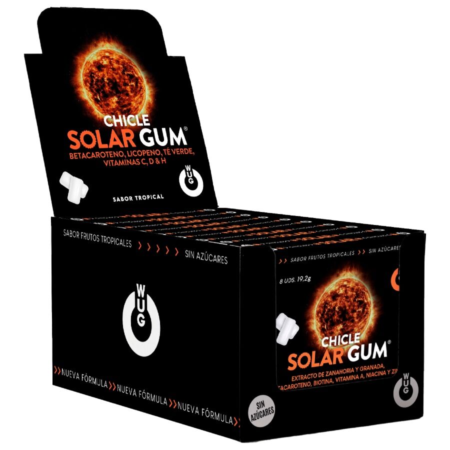 WUG Solar Gum – DISPLAY 12 X 8 UDS | El chicle que prepara tu piel para el sol